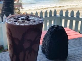 Chocolate Milkshake next to 1 2 CacaoPod 